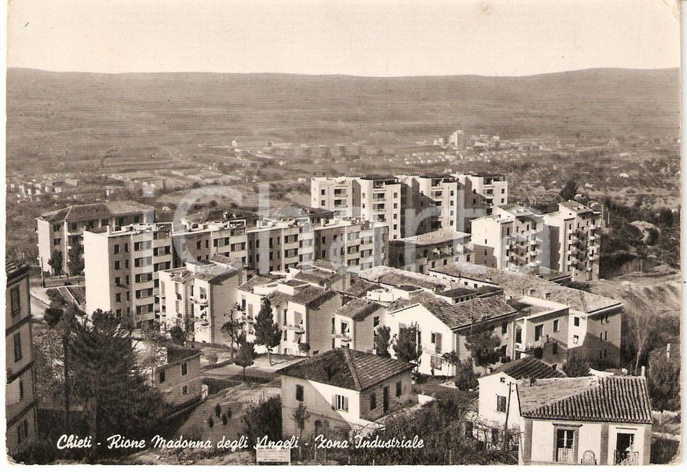 Cartolina originale da collezione 1954 CHIETI Zona industriale RIONE MADONNA DEGLI ANGELI Cartolina FG VG 1