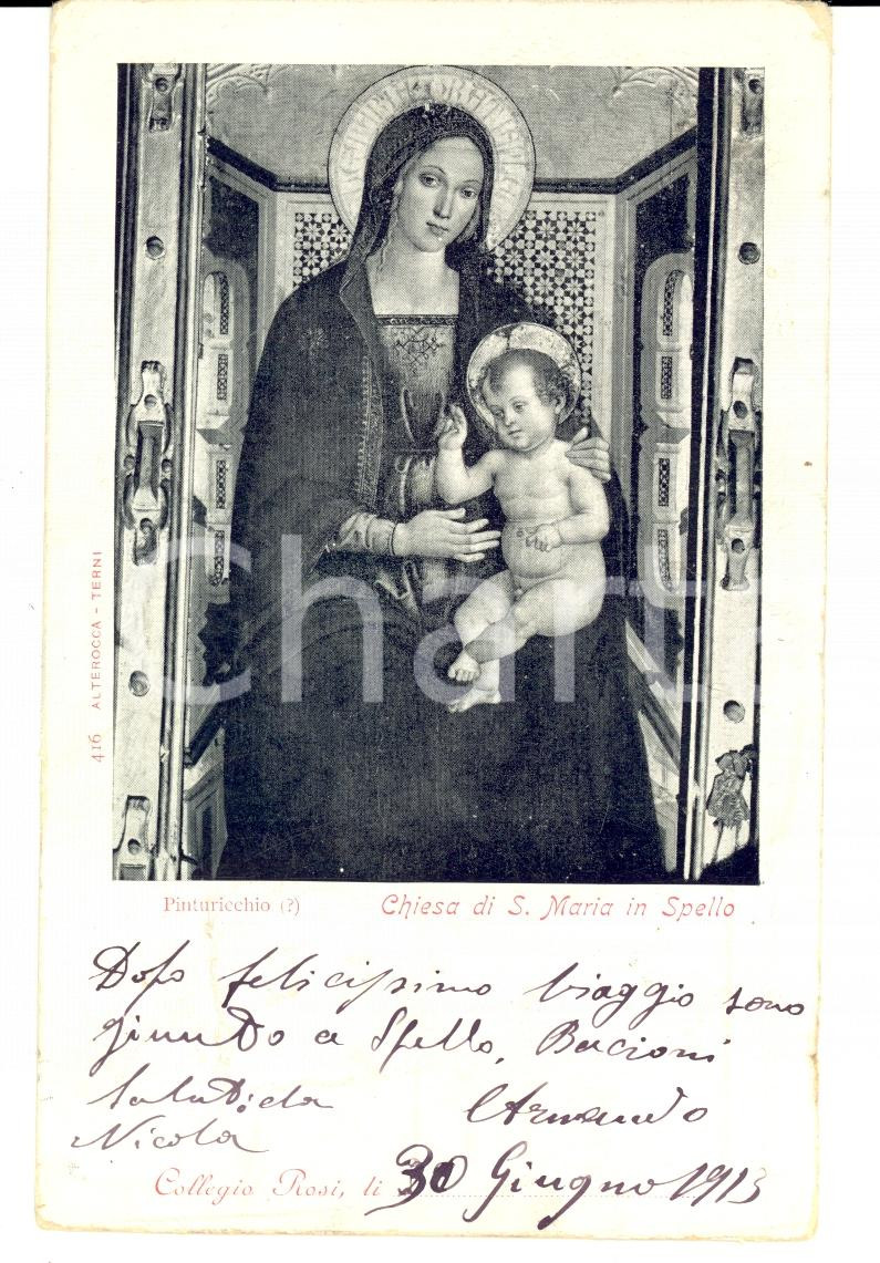 Autografo originale 1913 SPELLO Collegio ROSI Cartolina marchese Armando DEL VASTO *Autografo 1