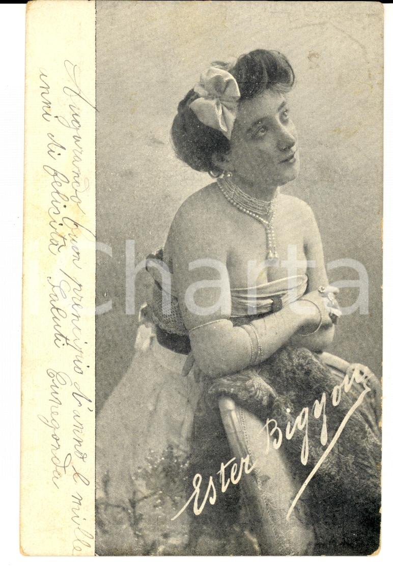 Cartolina originale da collezione 1905 Ritratto di Ester BIGYOU Attrice varietÃ  Cartolina postale FP VG 1