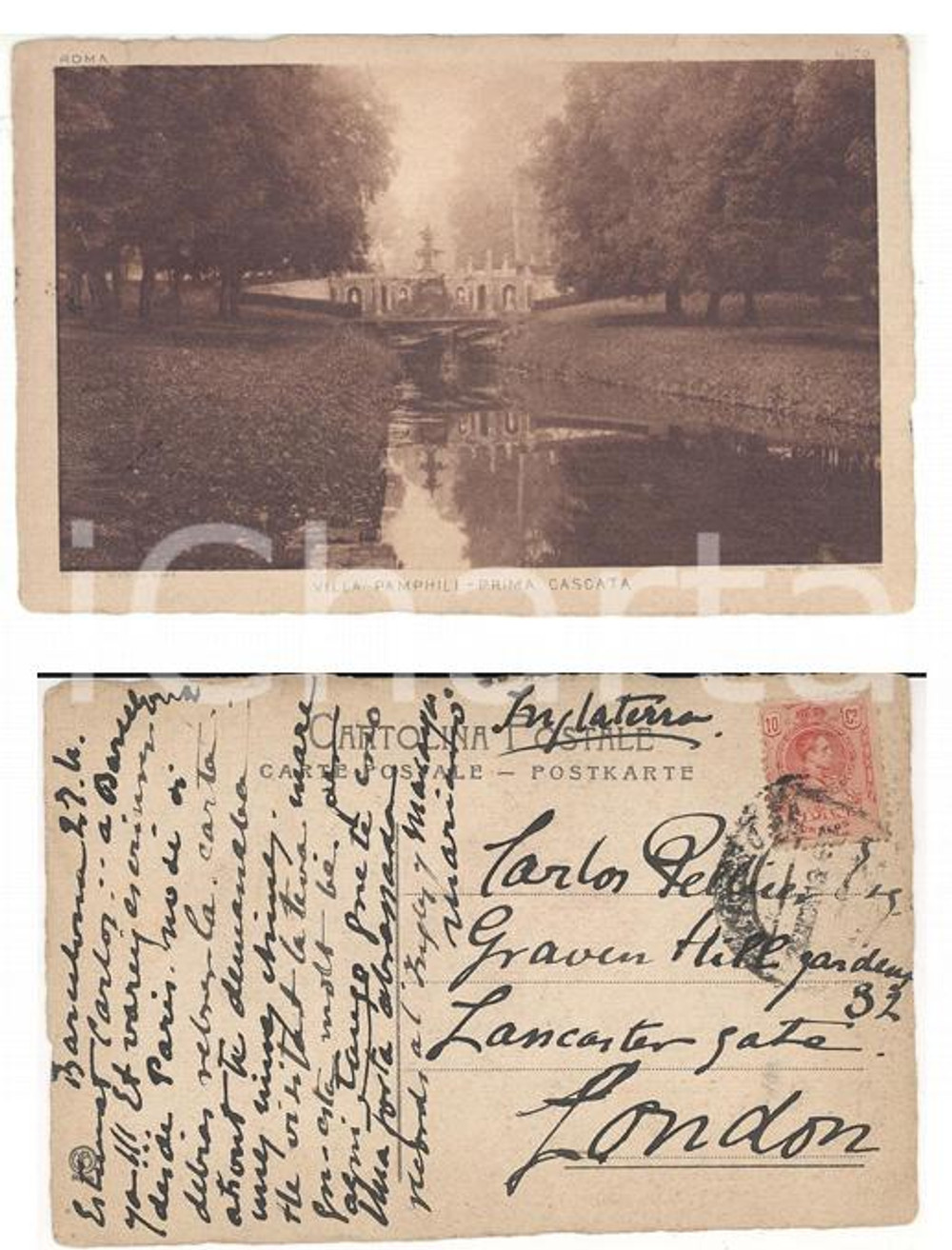 Autografo originale 1930 ca BARCELONA (ES) Cartolina famiglia MACAYA al poeta Carlos PELLICER *FP VG 1