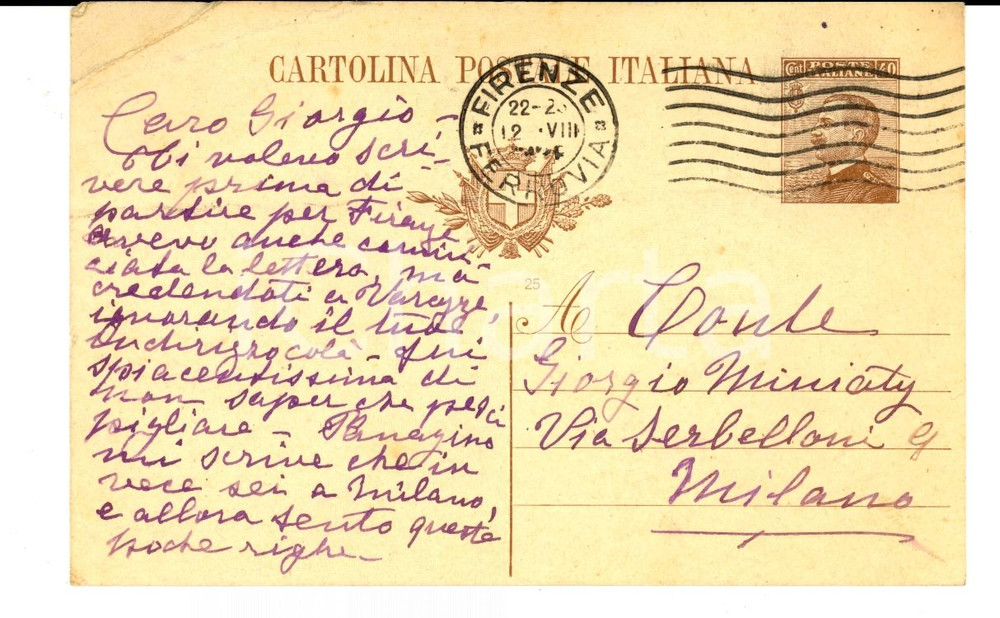 Autografo originale 1920 ca FIRENZE Marchesa Augusta PLATTIS se la gode un mondo AUTOGRAFO FP VG 1