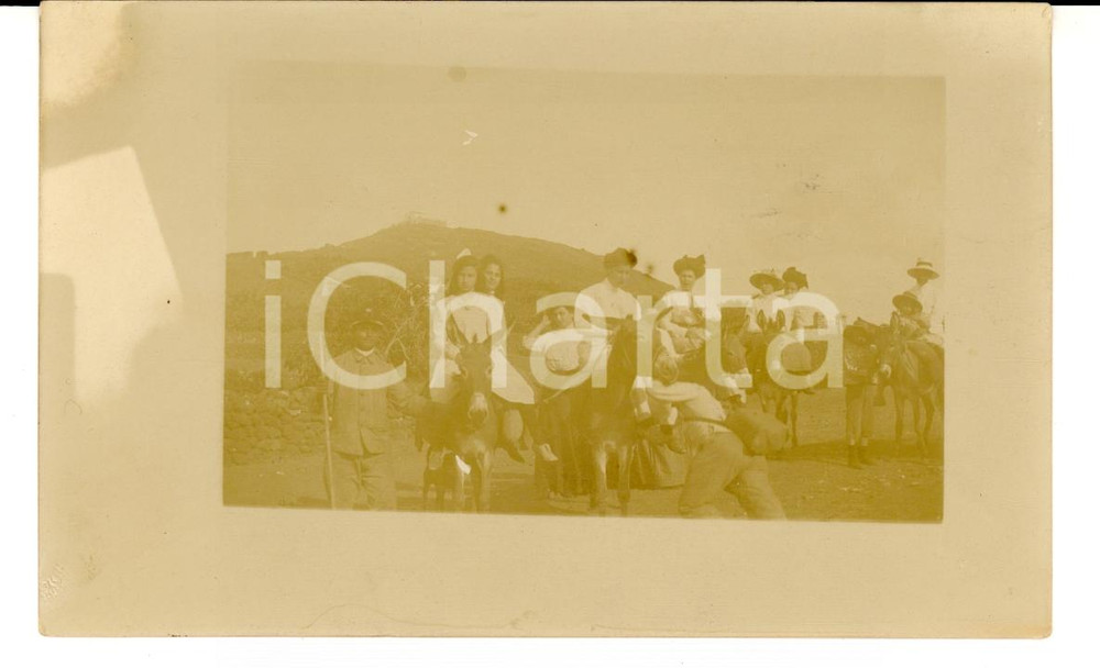 Fotografia d epoca originale 1920 ca PARCO DELLE MADONIE Scrittrice Carolina DI BARTOLO a dorso di mulo Foto 1