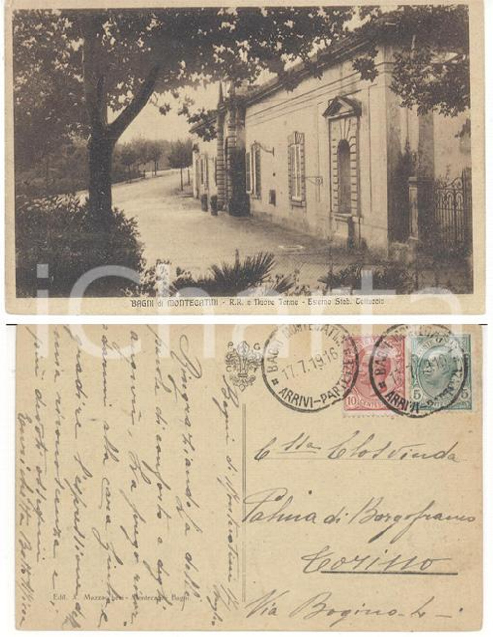 Cartolina originale da collezione 1919 MONTECATINI TERME Bagni TETTUCCIO *Cartolina Enrichetta BOTTO MICCA FP VG 1