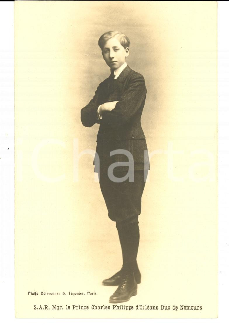 Cartolina originale da collezione 1920 ca PARIS CharlesPhilippe d ORLEANS Duca NEMOURS giovane Cartolina RARA 1