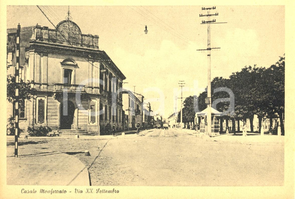 Cartolina originale da collezione 1940 ca CASALE MONFERRATO (AL) Via XX settembre *Cartolina postale ANIMATA FG NV 1