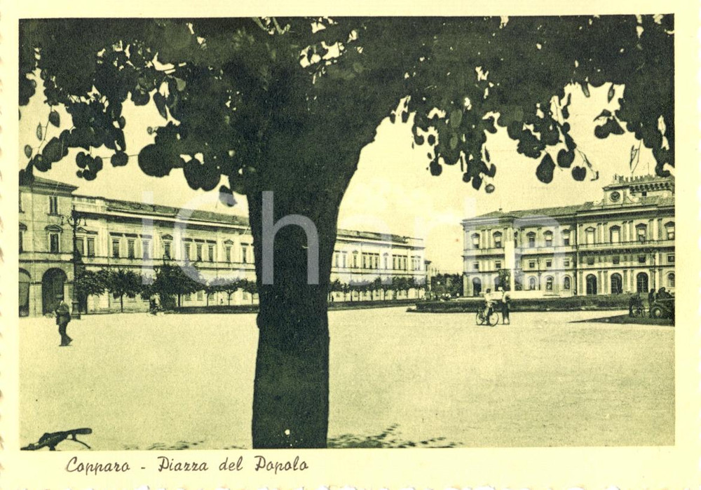 Cartolina originale da collezione 1940 ca COPPARO (FE) PALAZZO MUNICIPALE in Piazza del Popolo *Cartolina animata 1