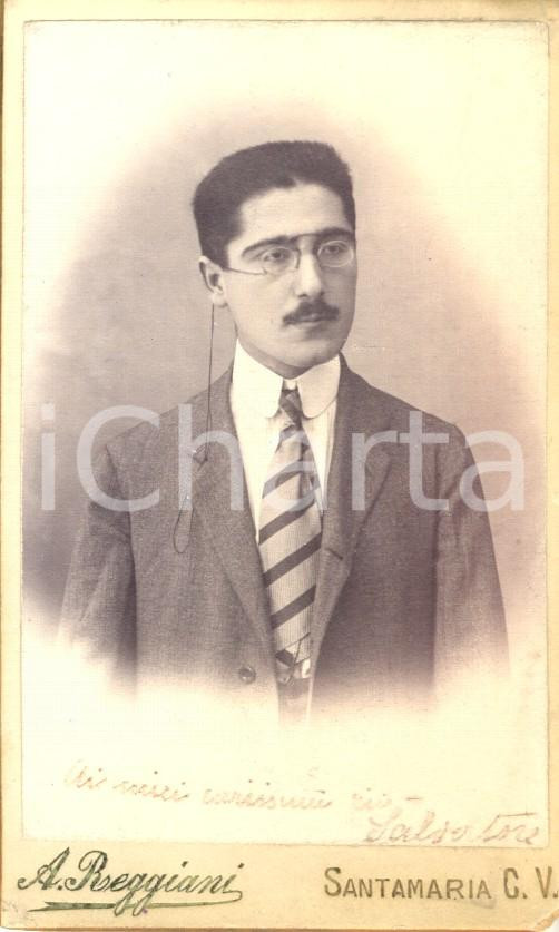 Fotografia d'epoca originale 1900 ca SANTA MARIA CAPUA VETERE Ritratto di uomo in cravatta *Foto REGGIANI 1