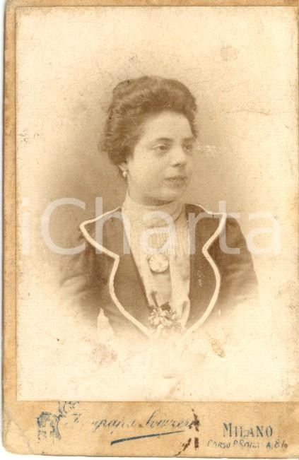 Fotografia d epoca originale 1880 ca MILANO Ritratto di donna con gioielli Fotografia SVIZZERA 1