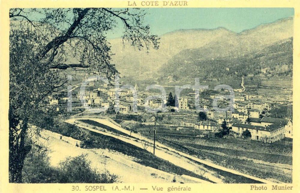 Cartolina originale da collezione 1925 ca SOSPEL (F) Panorama generale *Cartolina postale FP NV 1