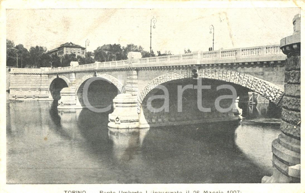 Autografo originale 1907 TORINO Ponte Umberto I *Cartolina pittore Tommaso GILLI AUTOGRAFO 1