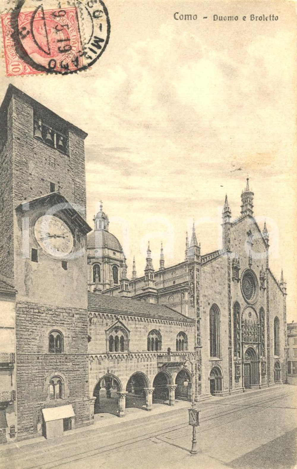 Cartolina originale da collezione 1919 COMO Veduta del DUOMO e del BROLETTO *Cartolina postale FP VG 1