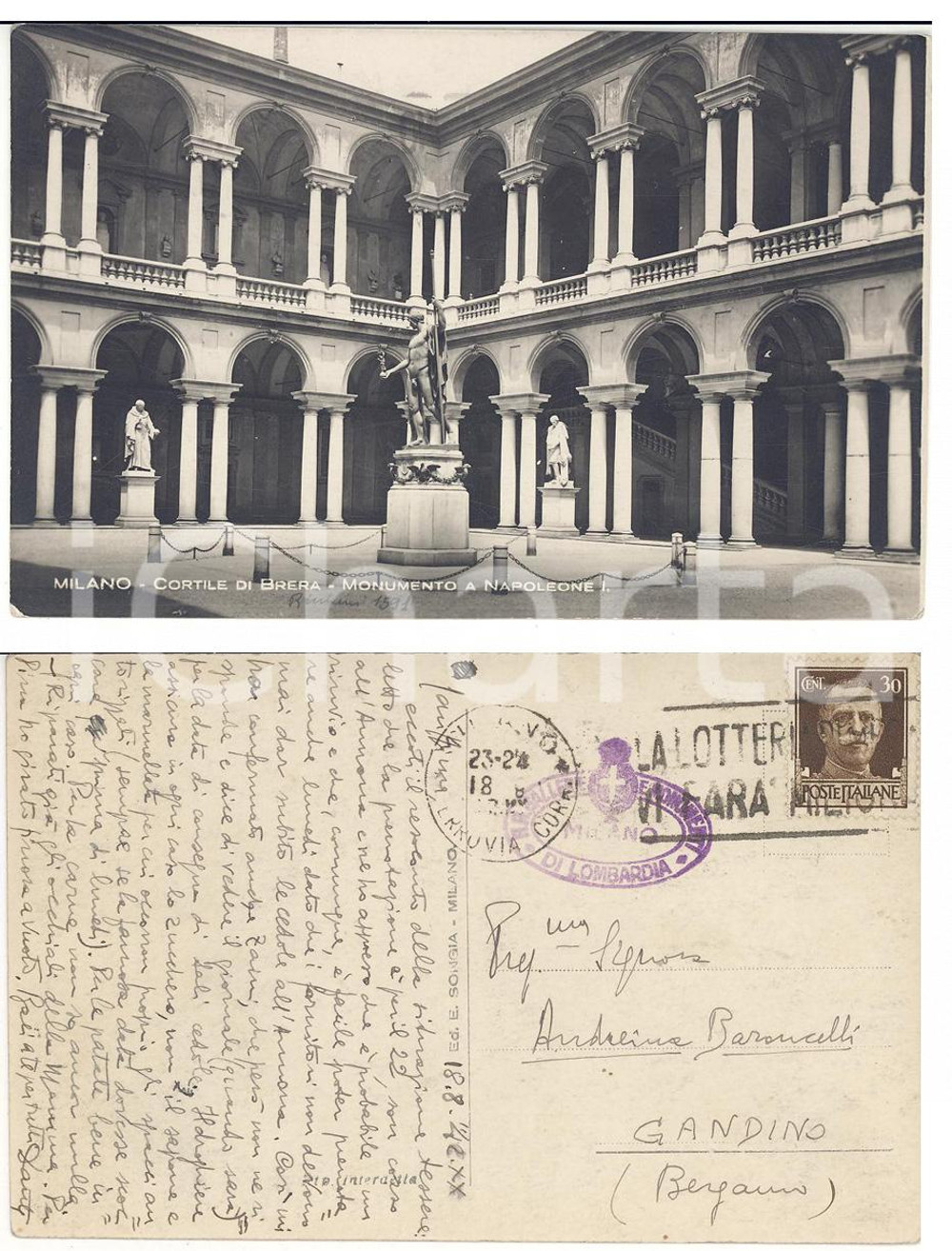 Autografo originale 1942 WW2 MILANO BRERA Dante BARONCELLI lotta per tessera annonaria AUTOGRAFO 1