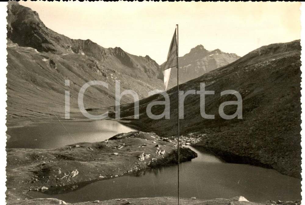 Fotografia d'epoca originale 1950 ca VALSAVARENCHE (AO) Veduta laghi NIVOLET dal rifugio CITTA' DI CHIVASSO 1