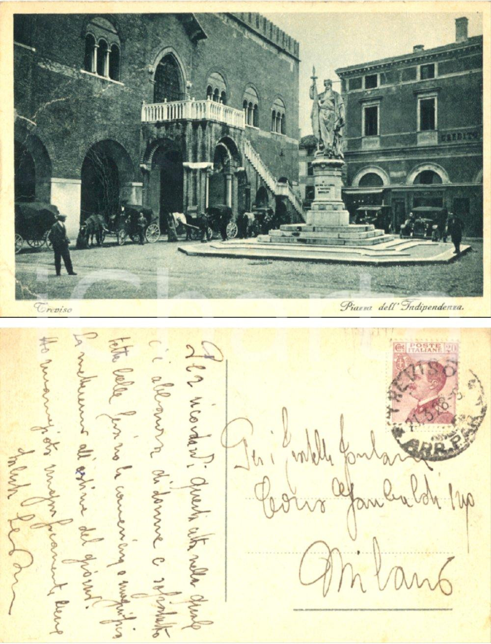 Cartolina originale da collezione 1928 TREVISO Piazza Indipendenza - Qui c'Ã¨ abbondanza di donne e tette belle 1