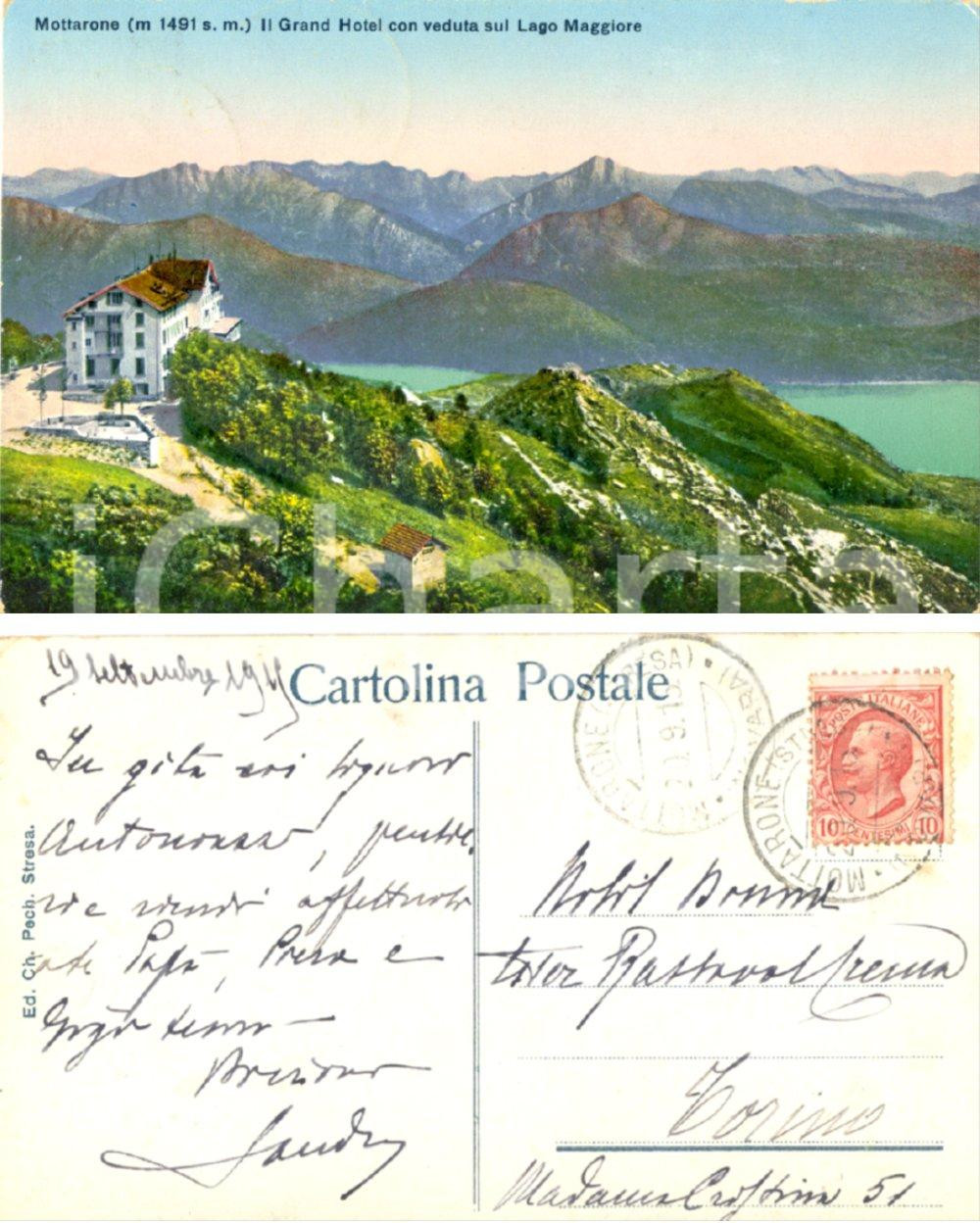 Autografo originale 1915 MOTTARONE VB Grand Hotel Autografo cav. avv. Alessandro RASSAVAL FP VG 1