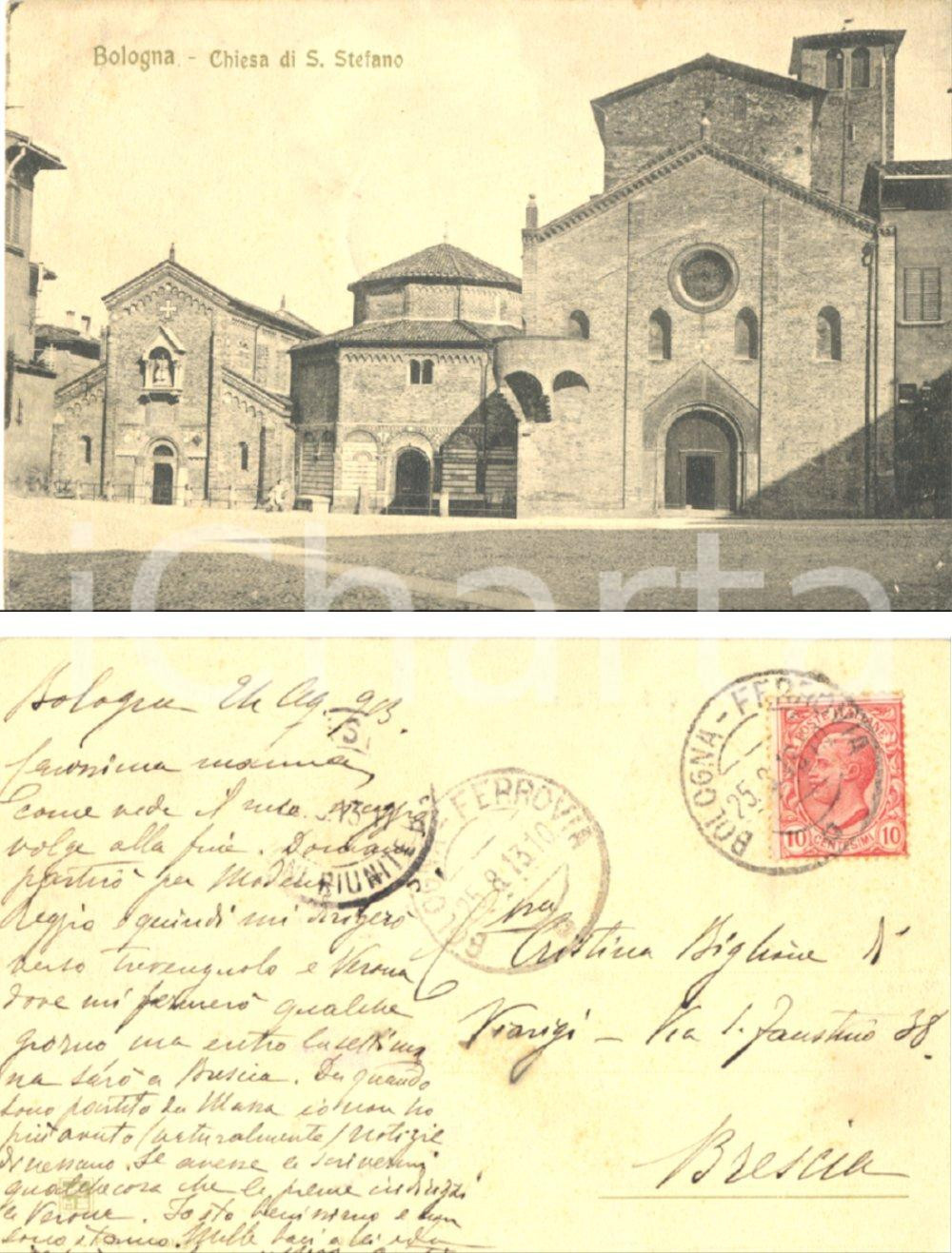 Autografo originale 1913 BOLOGNA Chiesa SANTO STEFANO *Autografo Aristide BIGLIONE DI VIARIGI 1