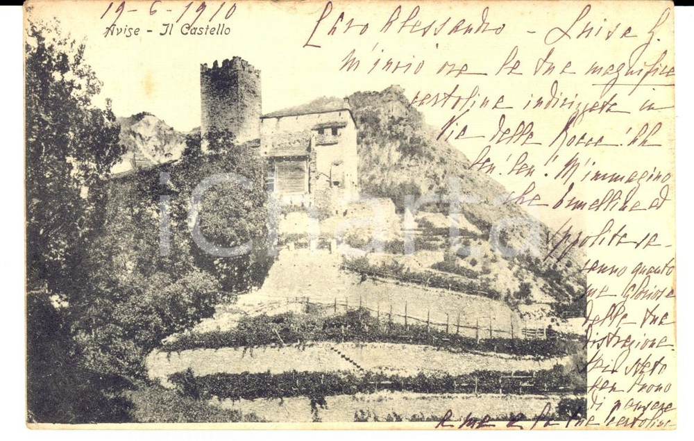 Autografo originale 1910 AVISE AO Castello Autografo Maria AVEROLDI CAVALCHINI FP VG 1