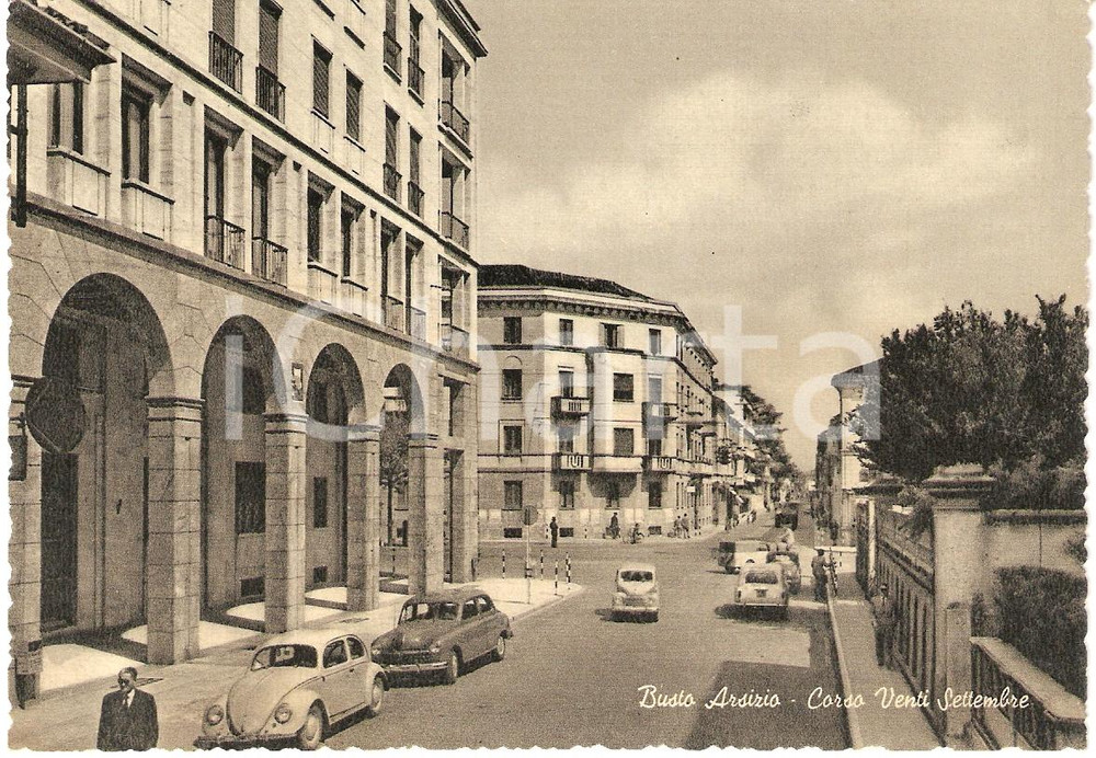 Cartolina originale da collezione 1950 circa BUSTO ARSIZIO (VA) Corso XX Settembre - CARTOLINA ANIMATA FG NV 1