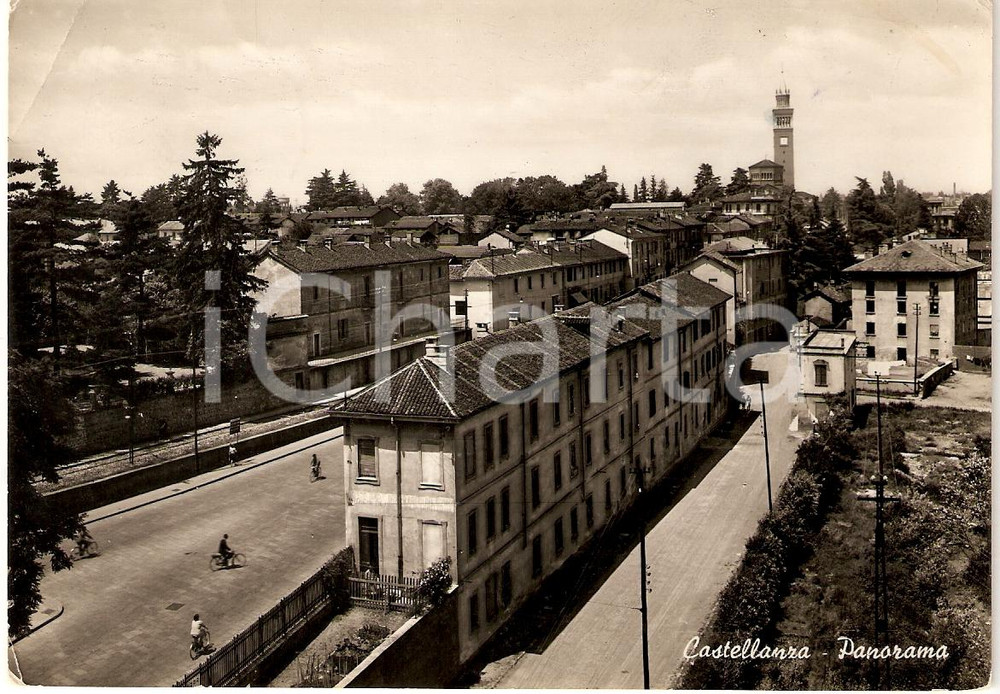 Cartolina originale da collezione 1952 CASTELLANZA VA Panorama CARTOLINA ANIMATA FG VG 1