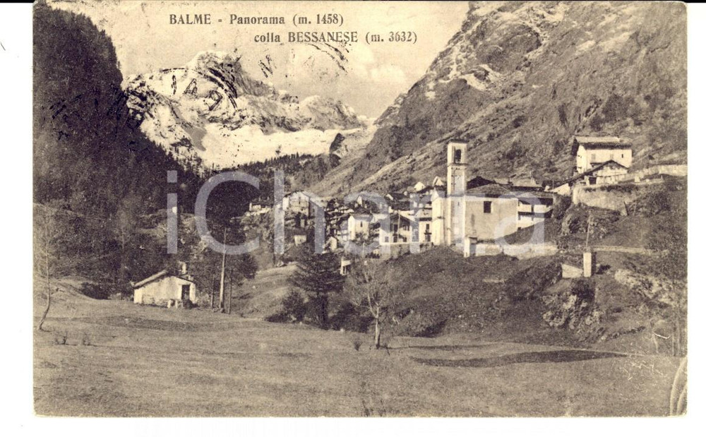 Cartolina originale da collezione 1915 BALME (TO) Panorama e BESSANESE *Cartolina MICHELETTI a Severino BRACCIO 1