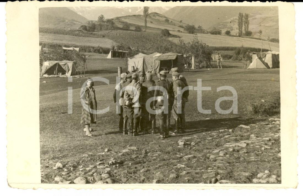 Fotografia d'epoca originale 1941 JAZINCE (KOSOVO) Ufficiali bulgari in visita per miniera PASHALLORE *Foto 1