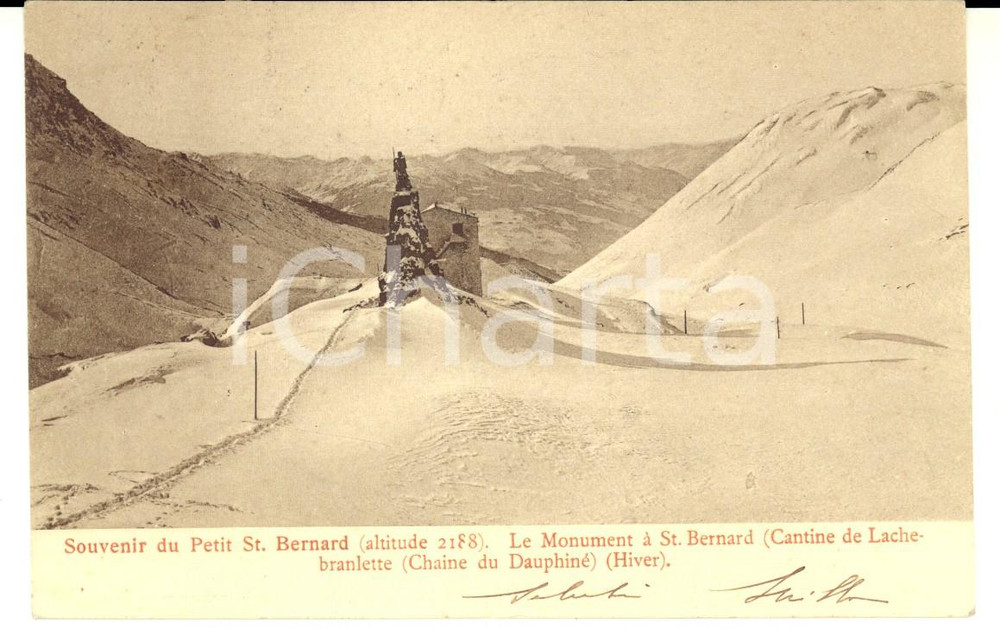 Autografo originale 1906 PICCOLO SAN BERNARDO TO Moumento Cartolina a Caterina PASSERINI GROSSI 1