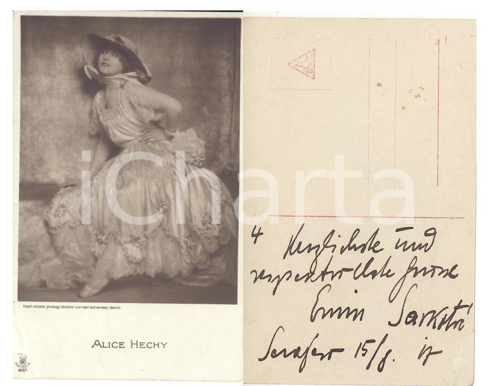 Autografo originale 1917 SARAJEVO Cartolina Alice HECHY con autografo Erwin SARKOTIC FP NV 1
