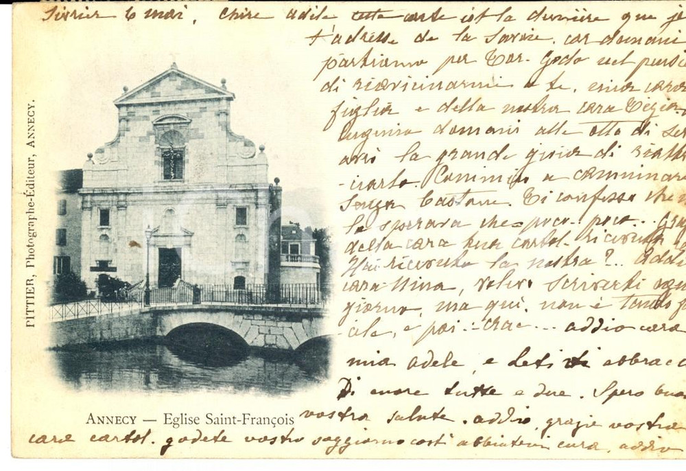 Autografo originale 1900 ca ANNECY (F) Eglise Saint-FranÃ§ois *Marchesa OREGLIA DI SANTO STEFANO 1