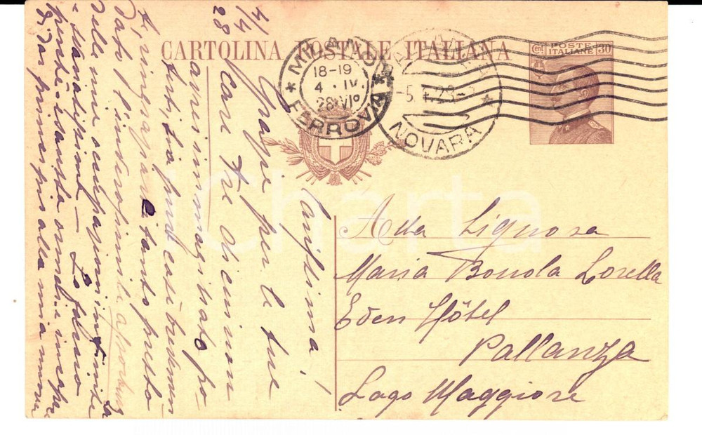 Cartolina originale da collezione 1928 MILANO Achille MARAZZA lascia la casa *Cartolina Adele BONOLA LORELLA 1