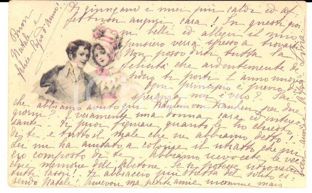 Cartolina originale da collezione 1899 FIRENZE Cartolina augurale a Leontina GIACOBAZZI DI VISTARINO FP VG 1
