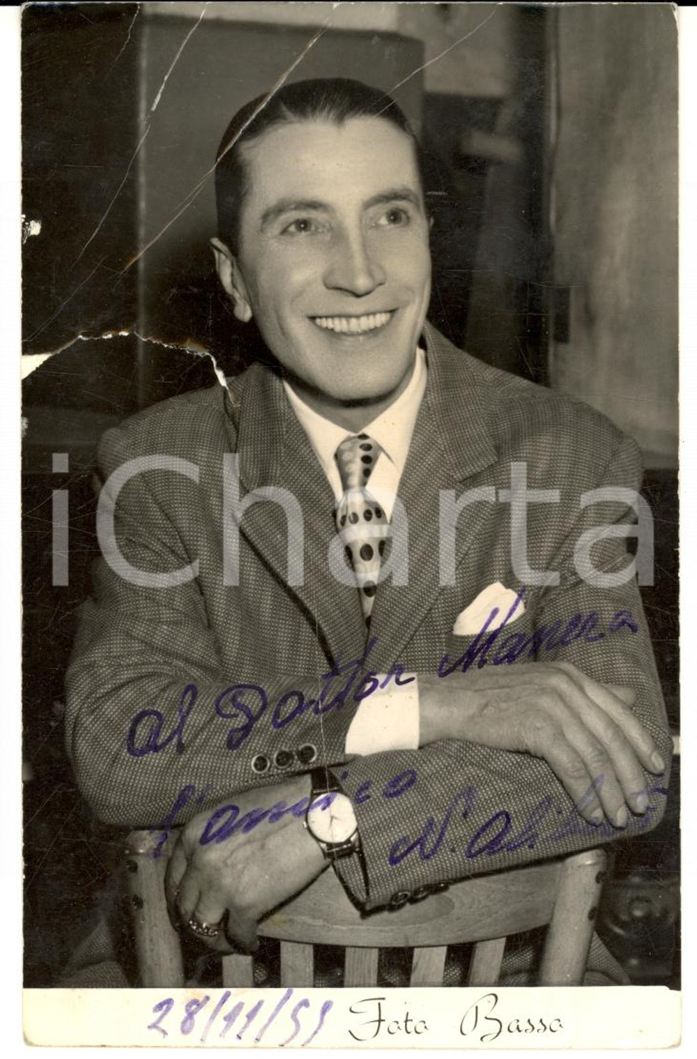 Autografo originale 1959 TORINO Fotografia seriale Nestore ALIBERTI con dedica AUTOGRAFA *Cartolina 1