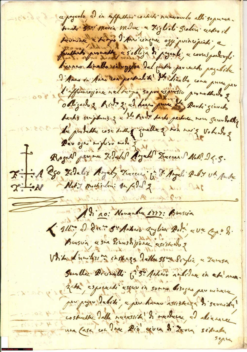 Documento originale, autentico 1777 MONTICHIARI Sorelle PICCINELLI  Terra ai nipoti  Manoscritto 1