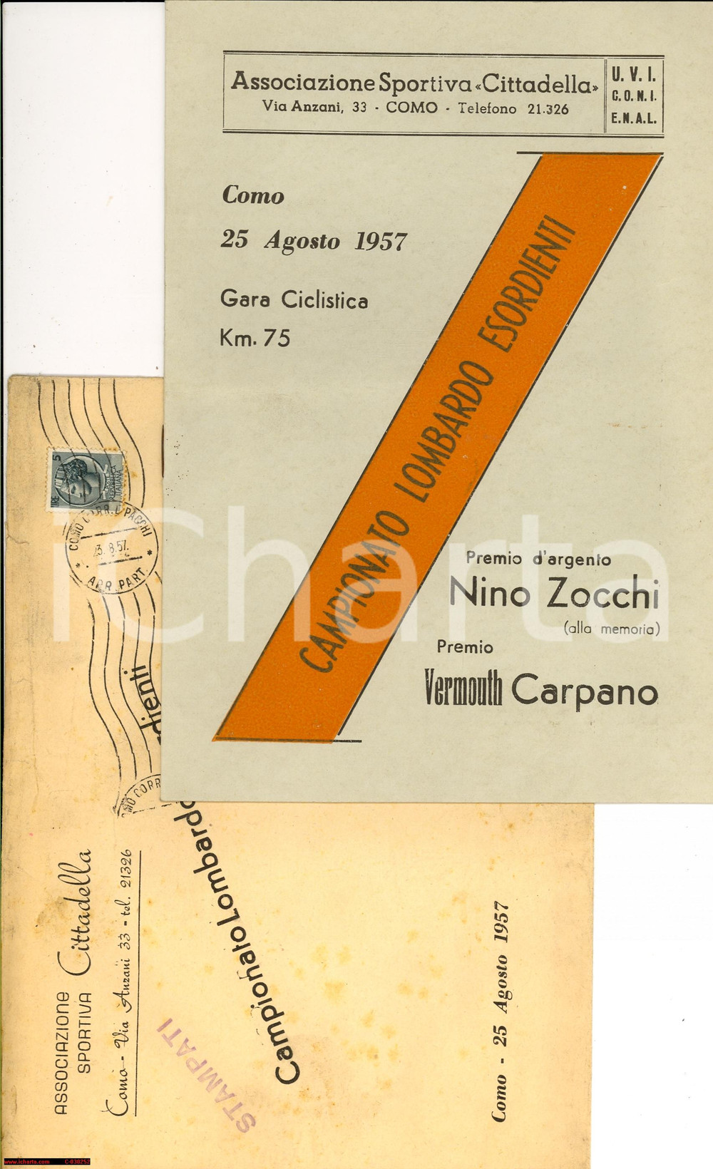 Oggetto da collezione cartaceo 1957 COMO Campionato Lombardo di Ciclismo Trofeo Nino ZOCCHI  Libretto 1