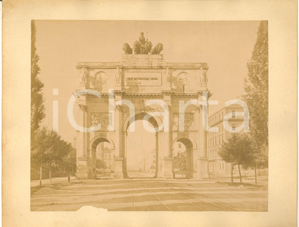 Fotografia d epoca originale 1880 MUNICH Germany The SIEGESTOR  Real Photo 27x22 cm 1