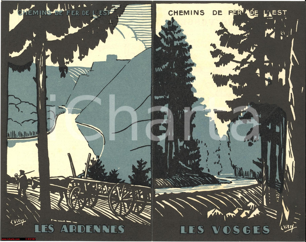 Materiale pubblicitario d’epoca 1935 FRANCE CHEMINS DE FER DE L'EST dÃ©pliant 1