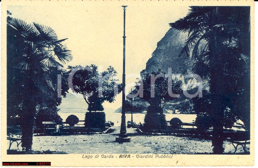 Cartolina originale da collezione 1934 RIVA DEL GARDA (TN) Giardini pubblici ANIMATA FP 1