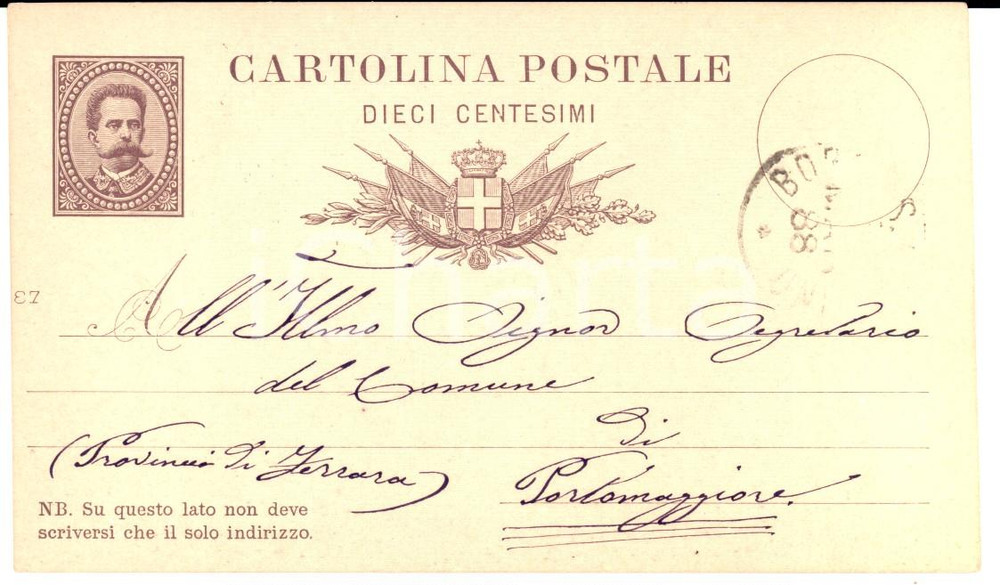Documento originale, autentico 1888 BORGO SAN DONNINO / FIDENZA (PR) Cartolina sindaco BRIGHENTI per levatrice 1
