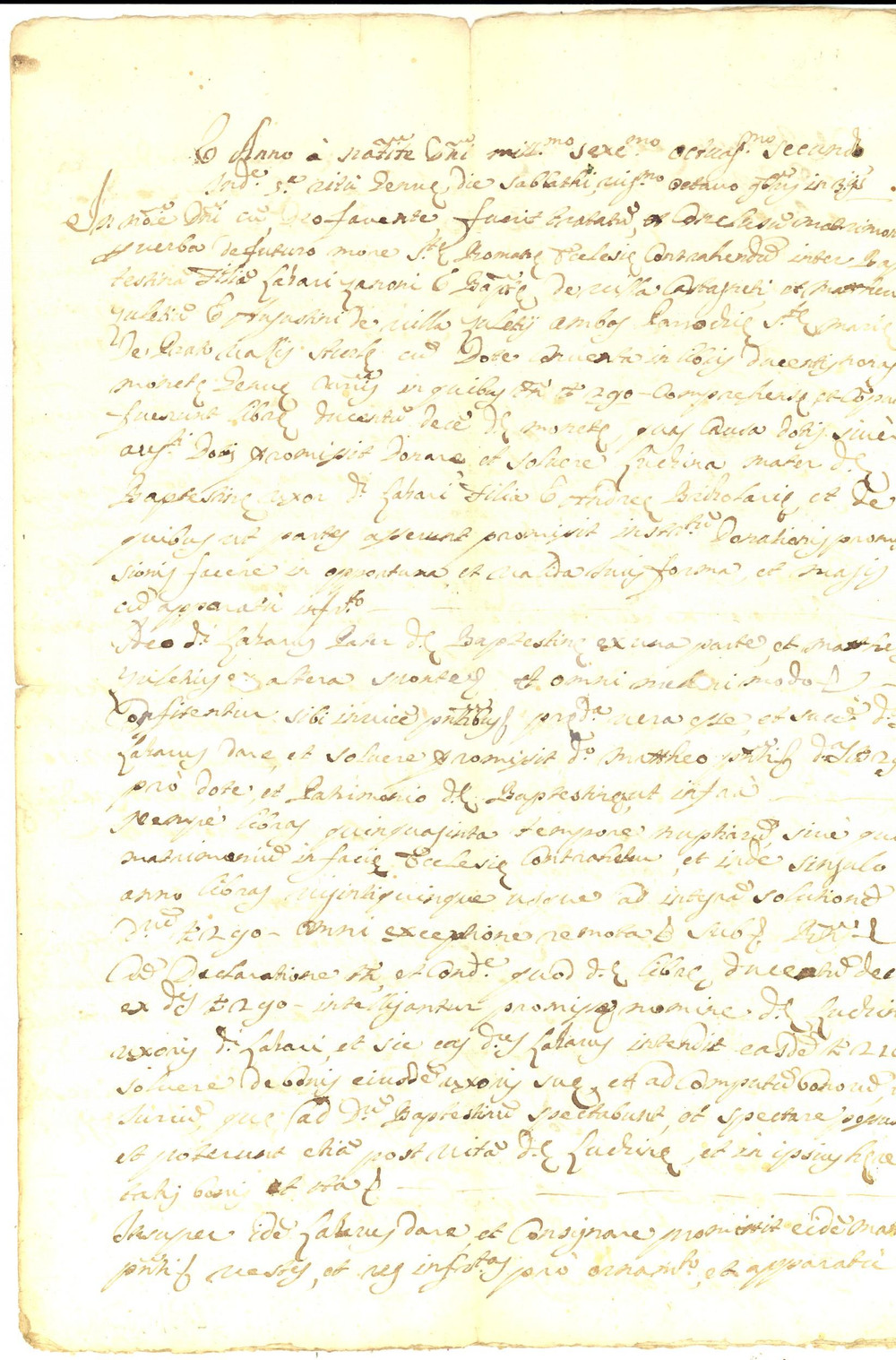 Documento originale, autentico 1682 GENOVA Contratto di matrimonio e dote Battistina ZANONI e Matteo ZOLEZZI 1