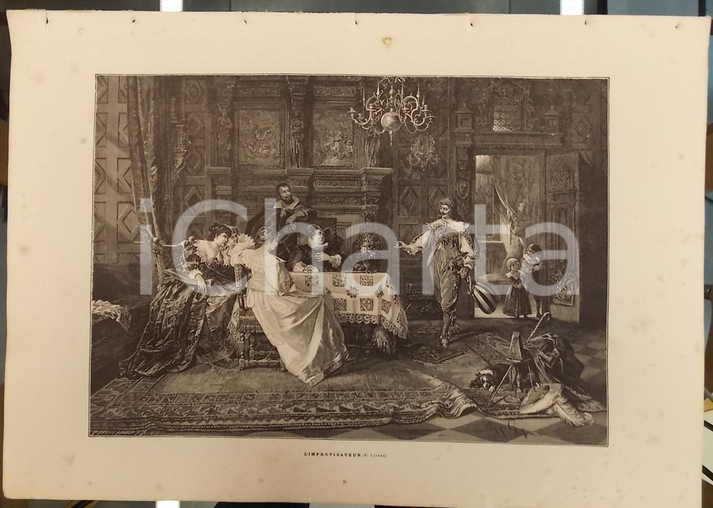 Stampa, bozzetto originale 1886 LES MERVEILLES DE L ART MODERNE E. GAISER L improvisateur  Stampa 1