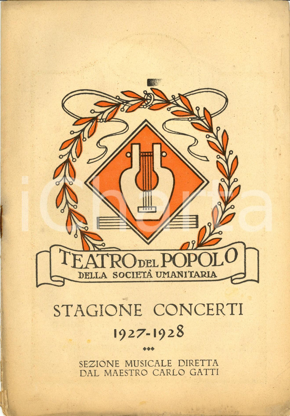 Documento originale, autentico 1927 MILANO TEATRO DEL POPOLO Trio Arrigo SERATO Arturo BONUCCI Renzo LORENZONI 1
