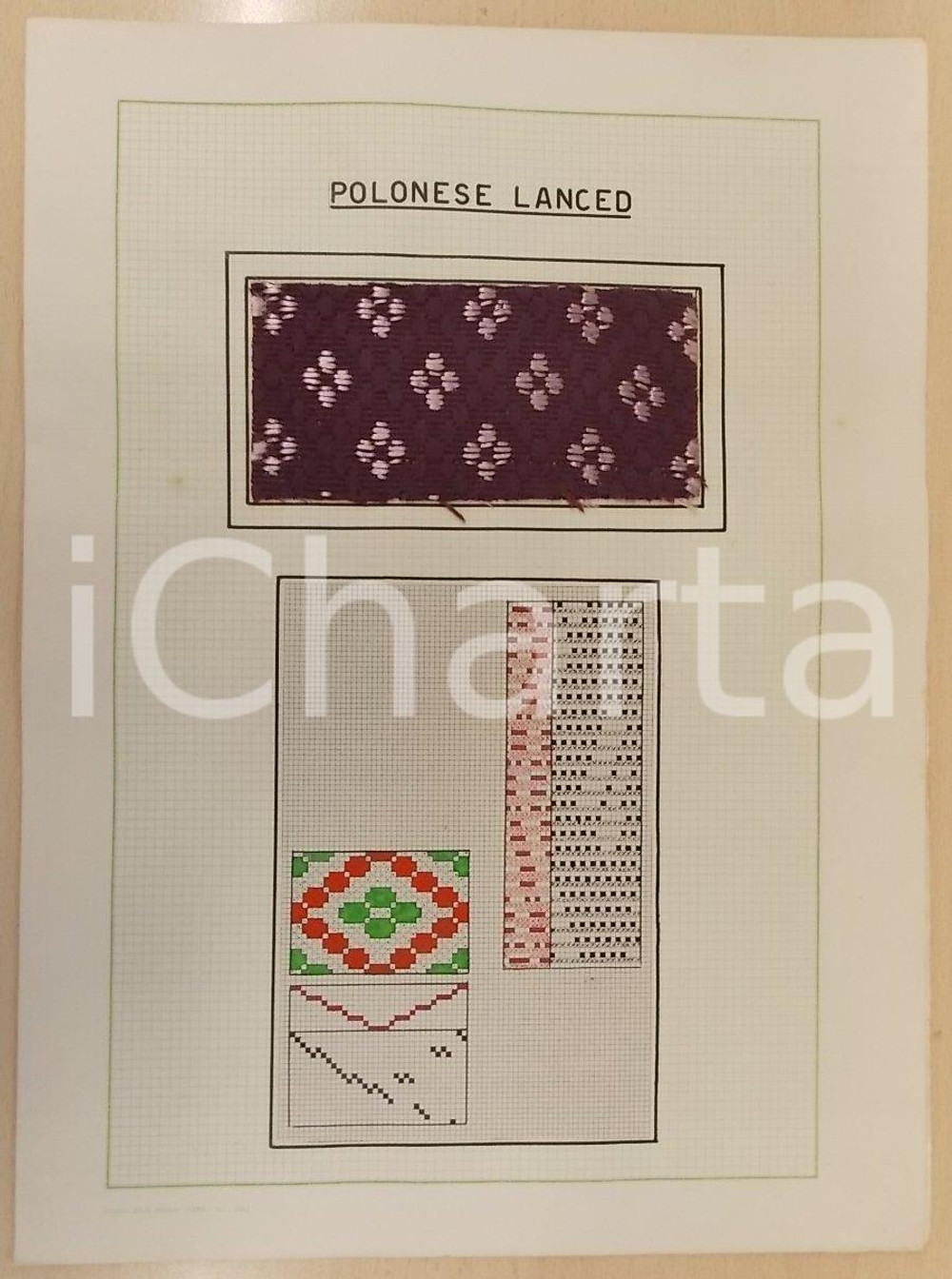 Oggetto da collezione cartaceo 1939 BERGAMO Angelo GALIGNANI Studi su campionari di tessuto - Polonese lanced 1