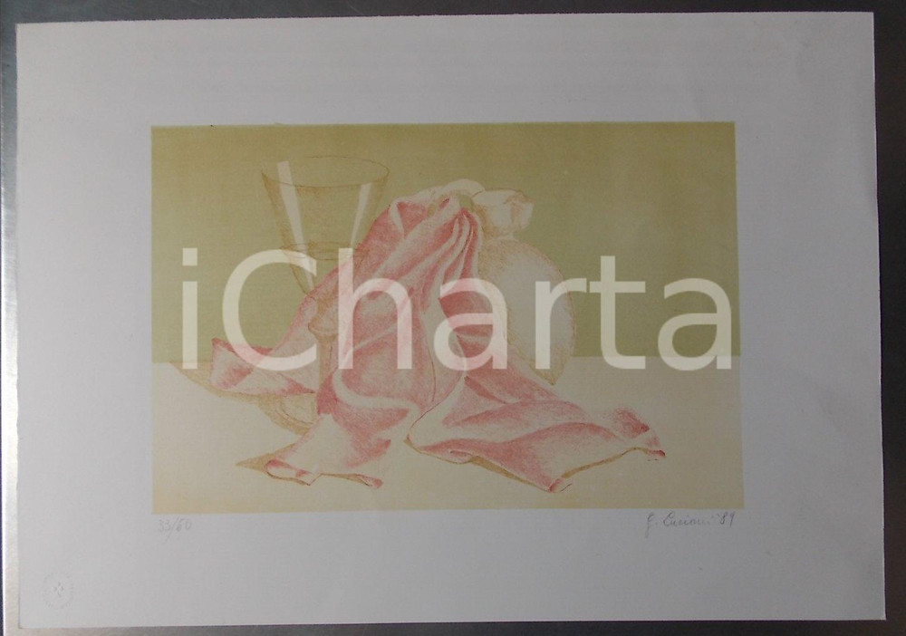 Opera d’arte autentica 1989 G. LUCIANI Natura morta *Litografia 33/60 Miles FIORI VOGHERA 35x50 cm 1