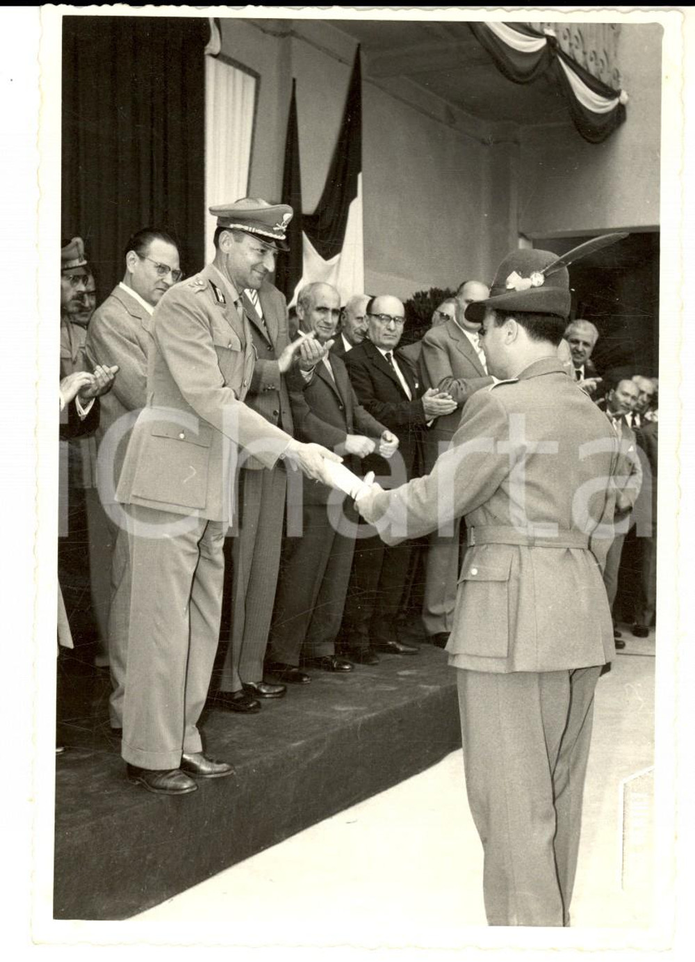 Fotografia d'epoca originale 1962 BERGAMO Festa della GUARDIA DI FINANZA - Il Capo di Stato Maggiore *Foto 1