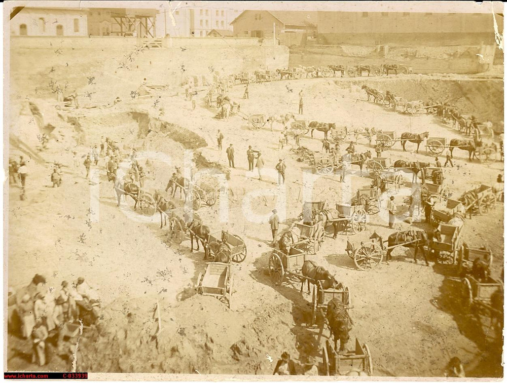 Fotografia d'epoca originale 1890 POLESINE Opere bonifica FOTO D'EPOCA 1