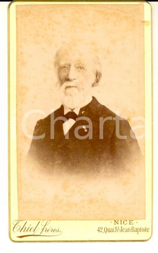 Fotografia d'epoca originale 1895 ca NICE (F) Ritratto di anziano in abito elegante *Fotografia THIEL CDV 1