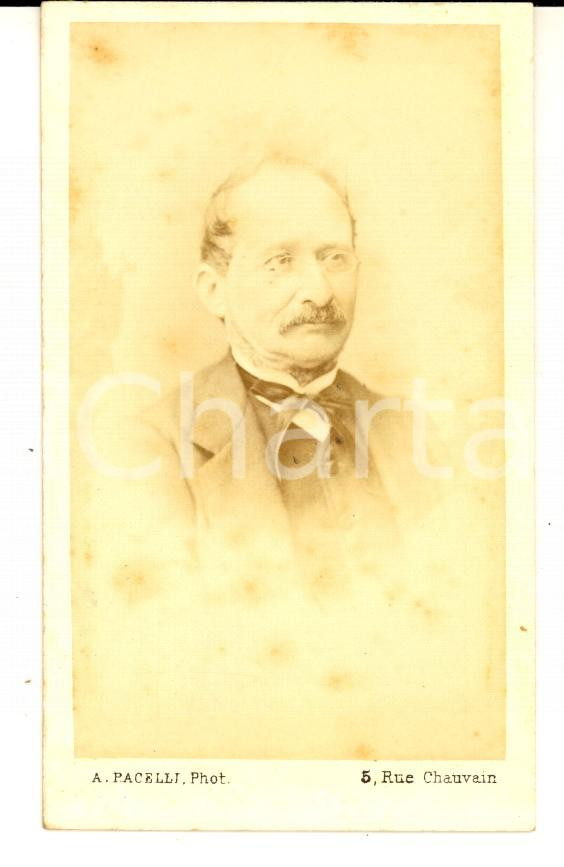 Fotografia d'epoca originale 1870 ca NICE (F) Ritratto maschile con gli occhiali *Fotografia PACELLI 1