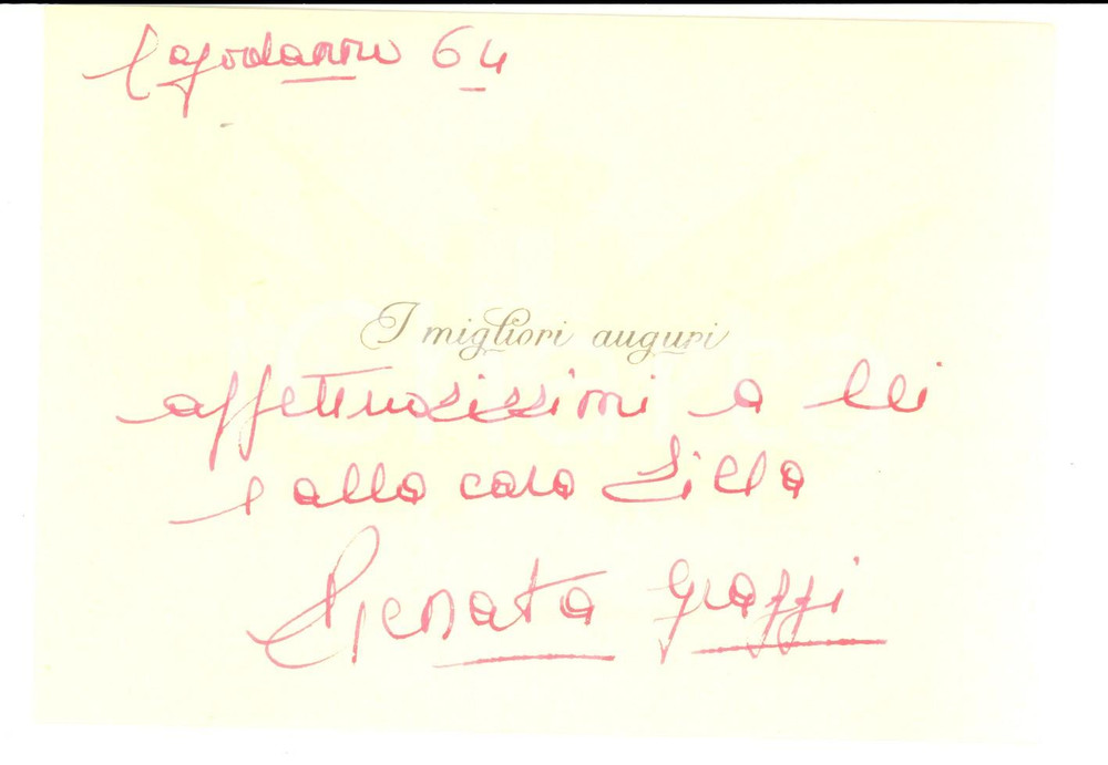 Autografo originale 1964 Biglietto di auguri SAVOYE *Autografo Renata POLLIO GRAZZI 1