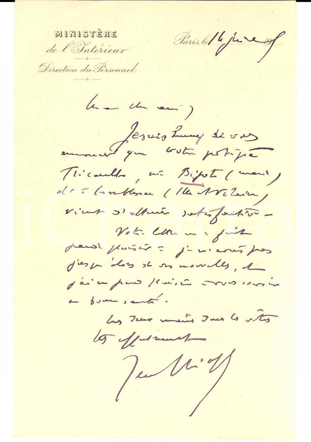 Autografo originale 1918 PARIS Jean CHIAPPE annonce la rÃ©ussite d'une pratique *Autographe 1
