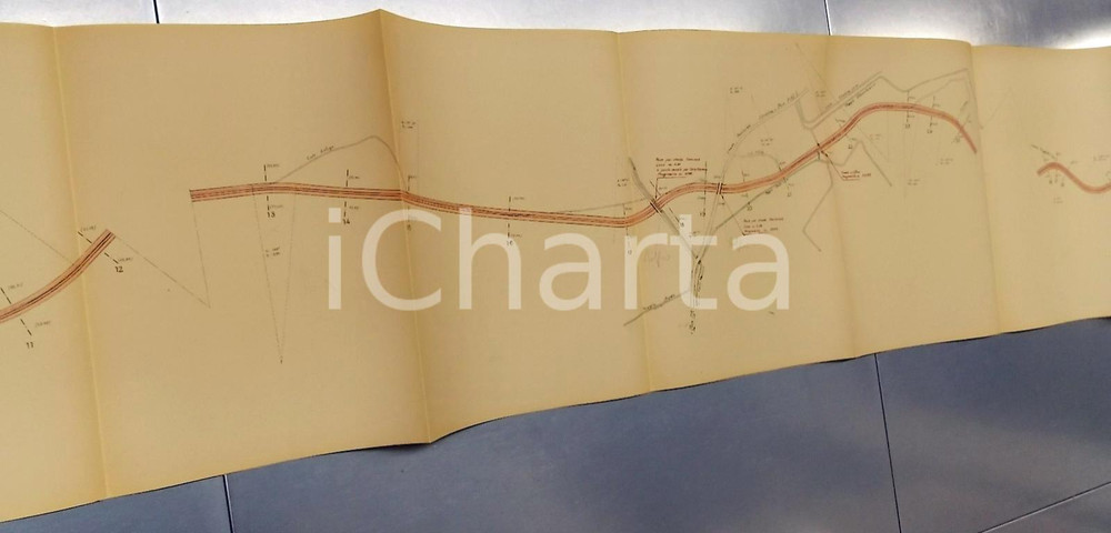 Mappa, planimetria storica 1940 ca BRONI Derivazione OLONETTA nel colatore ARFUGO *Planimetria 330 x 32 cm 1