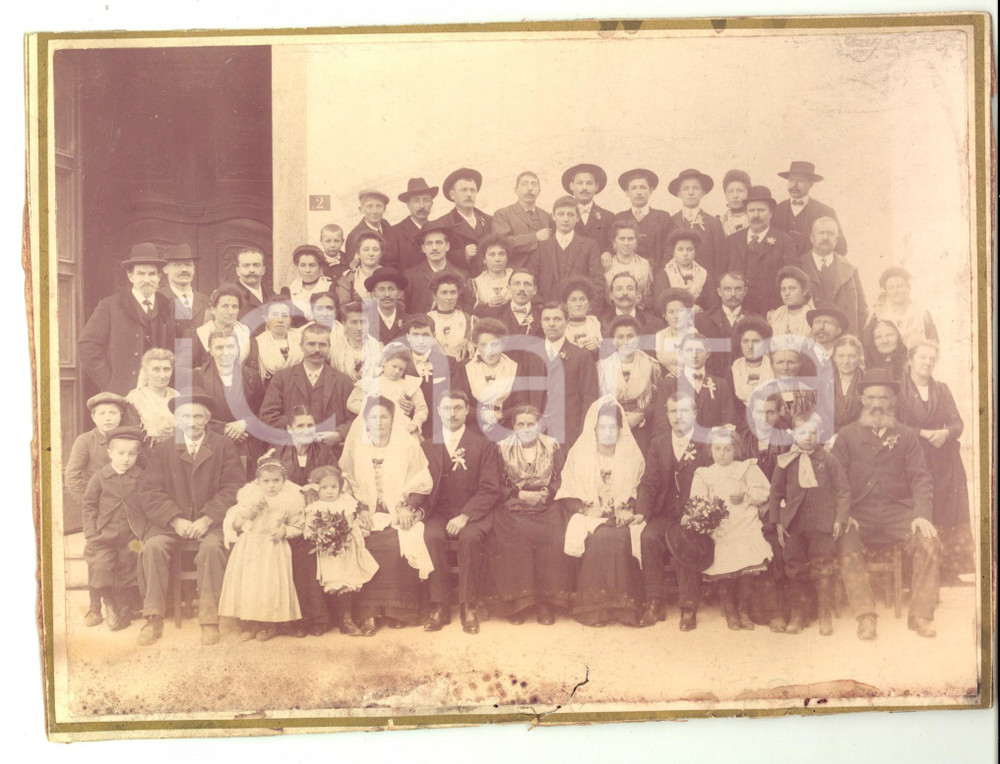 Fotografia d'epoca originale 1920 ca VARALLO (VC) Matrimonio contadino con due coppie di sposi *Foto PIZZETTA 1